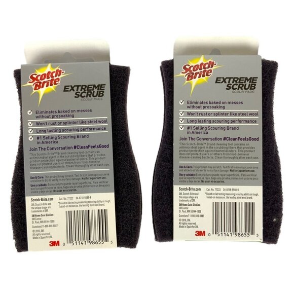 2 Pack Scotch-Brite Extreme Scrub Pads Resists Bacterial Odors by 3M - Picture 2 of 4
